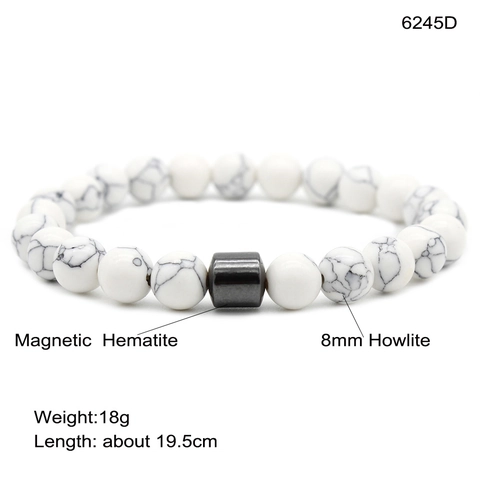 Natural Stone Beaded Bracelet Magnetic Hematite Tiger Eye Lava Rock Elastic Wristband Healing Jewelry For Men Women