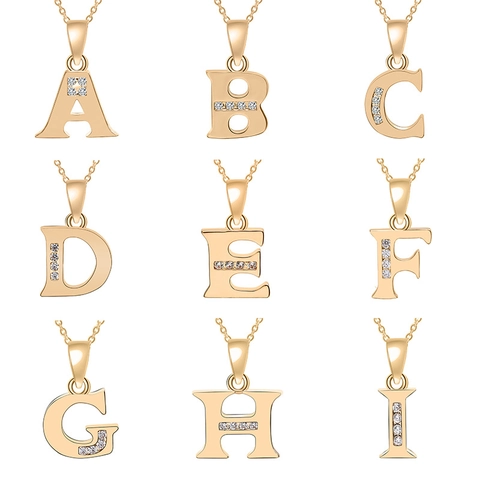 Alphabet Initial Necklace Copper Cubic Zirconia Letter Pendant Personalized Jewelry For Women Elegant Gold Silver Color