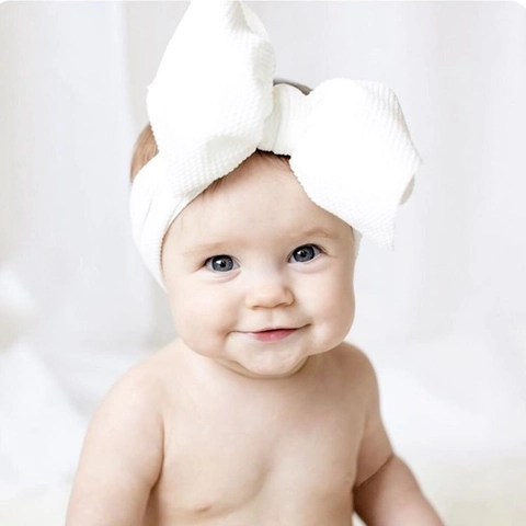 Weiche Elastische Baby Stirnbänder Aus Nylon Mit Großer Waffelstrick Schleife Für Neugeborene Kleinkinder Haaraccessoires