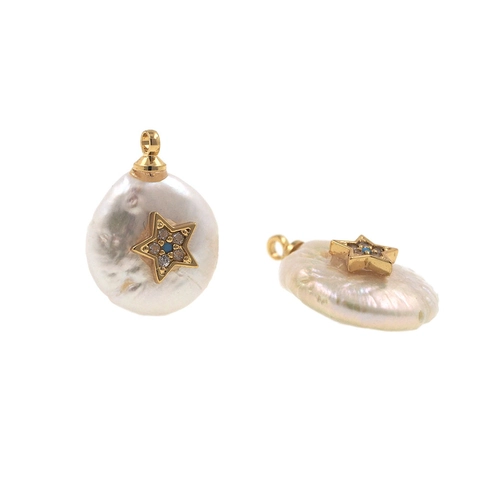 Artificial Baroque Pearl Pendants Copper Cubic Zirconia Micro Pave Evil Eye Heart Butterfly Charms For DIY Necklace Jewelry Making