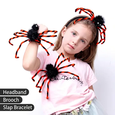 Halloween Spinne Stirnband Brosche Schnapparmband Plüsch Biegbare Beine Party Kostüm Zubehör Für Kinder Erwachsene