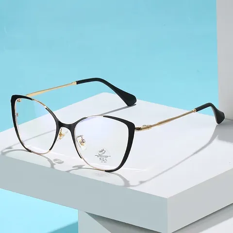 Montatura Occhiali Occhio Di Gatto Donne Anti Luce Blu Metallo Bicolore Ottico Protezione UV400 Moda