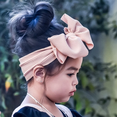 Waffle Texture Baby Bow Headband Soft Elastic Infant Hair Band For Toddler Girls Photography Props Newborn Headwear Accessories