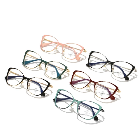 Montatura Occhiali Occhio Di Gatto Donne Anti Luce Blu Metallo Bicolore Ottico Protezione UV400 Moda