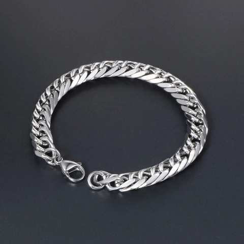 Edelstahl Panzerarmband Mit Karabinerschluss Für Herren Damen Poliertes Titanstahl Kettenschmuck