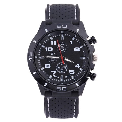 Men Quartz Sport Watch With Silicone Strap Japan Movement Luminous Analog Casual Wristwatch Plastic Case Round Dial