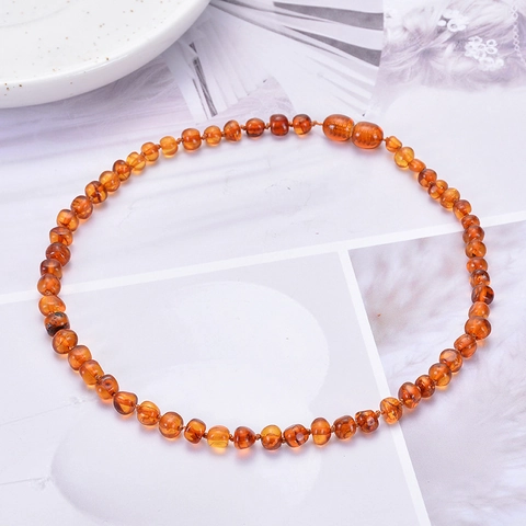Natural Baltic Amber Teething Necklace With Silicone Fruit Teether For Infants Babies Toddlers Handmade Organic Soothing