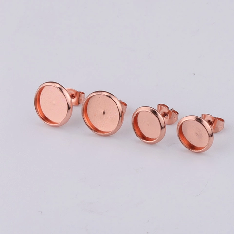 Stainless Steel Round Bezel Earring Stud Base Settings DIY Jewelry Making Findings Cabochon Blank Tray