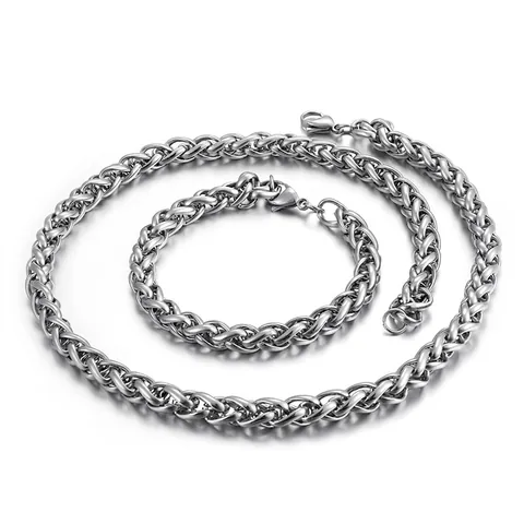 Collar De Cadena De Trigo Para Hombre Acero Inoxidable Eslabón Spiga Trenzado Joyería Hip Hop Punk Minimalista