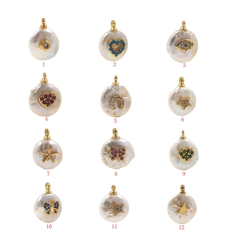 Artificial Baroque Pearl Pendants Copper Cubic Zirconia Micro Pave Evil Eye Heart Butterfly Charms For DIY Necklace Jewelry Making