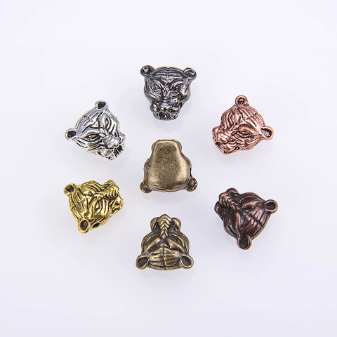Perline a Testa di Tigre in Lega di Zinco Vintage per la Creazione di Gioielli Bracciale Fai-da-te Collana Argento Antico Oro Animal Spacer Beads Accessori