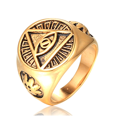 Anello Sigillo Occhio Della Provvidenza Acciaio Inossidabile Retro Punk Gotico Mistico Per Uomini