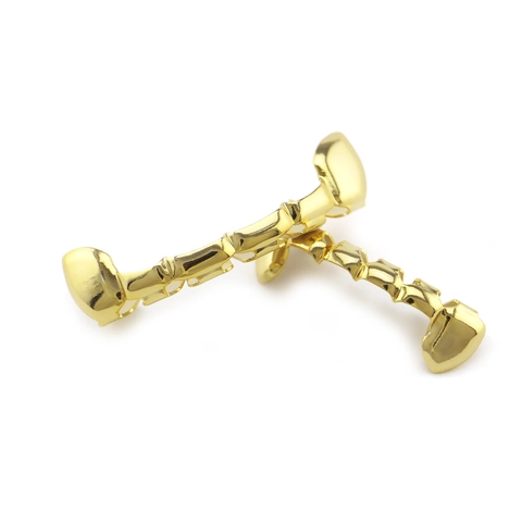 Hip Hop Grillz Rame Placcato Oro 18K Zanne di Vampiro Denti Superiori E Inferiori Strass Grillz per Uomo Donna Gioielli Halloween