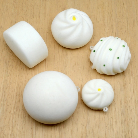 Realistic Simulation Food Steamed Buns Baozi Squishy Toys Slow Rebound PU Stress Relief Squeeze Toy Decorative Keychain Pendant