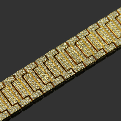 Herren Hip Hop Iced Out Uhrenarmband Stil Legierung Armband Luxus Strass Eingelegt Gold Silber Roségold Plattiert Mode Schmuck