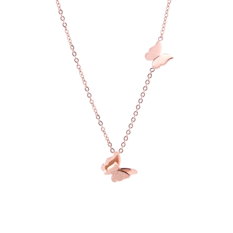 Collana Con Ciondolo Farfalla Da Donna Acciaio Inossidabile Smerigliato Lucido Placcato Oro Gioielli Alla Moda
