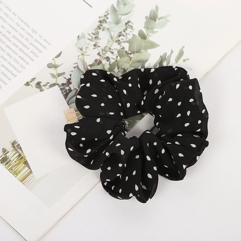 Scrunchies A Pois Tessuto Chiffon Grandi Elastici Per Capelli Stile Coreano Copricapo Per Donne Ragazze