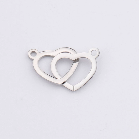 Connettori Doppi Cuori Intrecciati Acciaio Inossidabile 304 Specchio Lucido Charms Per Fai Da Te Gioielli Collane Braccialetti