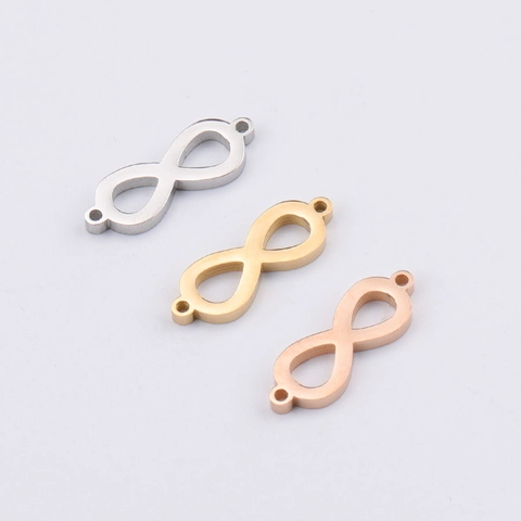 Breloques Connecteur Symbole Infini Acier Inoxydable 304 Poli Miroir Double Trou Bijoux DIY Style Minimaliste