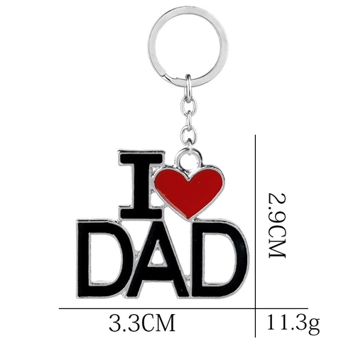 Metal Alloy Heart Keychain I Love Dad Mom Papa Mama Letter Pendant Keyring Family Gift For Father Mother Day Jewelry