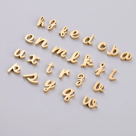 Kleinbuchstaben Alphabet Anhänger Spiegelpoliert Edelstahl Perlen Für DIY Schmuckherstellung Handgefertigtes Zubehör