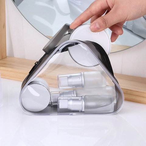 Transparente PVC Kosmetiktasche Wasserdichte Reise Kulturbeutel Dreieck Make-up Handtasche Reißverschluss Waschbeutel