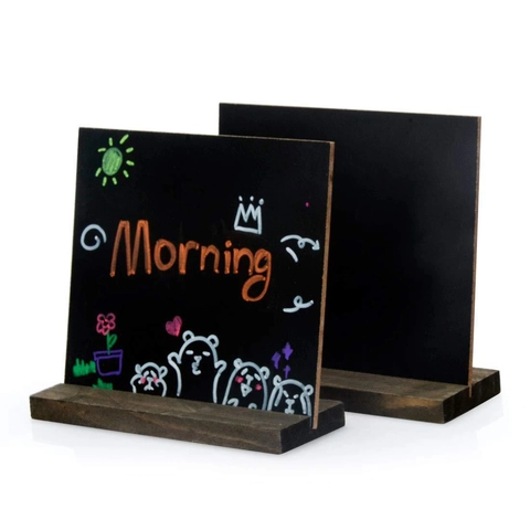Mini Desktop Chalkboard Signs With Wooden Base Support Easel Message Board Ornament For Wedding Party Cafe Dessert Shop Decor