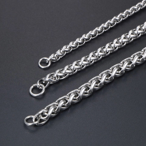 Men Women 316L Stainless Steel Wheat Chain Necklace Polished Silver Color Dragon Bone Link Chain Jewelry Accessory