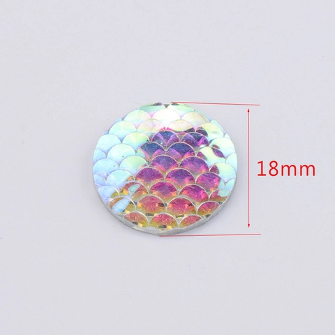 Cabochon Tondi In Scaglie Di Pesce Resina AB Iridescente Motivo Sirena Retro Piatto Per Creazione Gioielli Fai Da Te Accessori