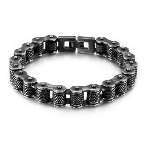 Mens 316L Stainless Steel Bike Chain Bracelet Industrial Punk Motorcycle Style Jewelry Wristband