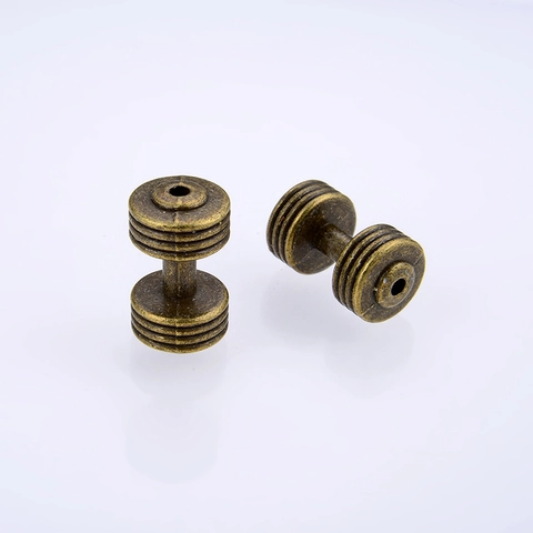 Dumbbell Barbell Spacer Beads Zinc Alloy Striped Straight Hole DIY Jewelry Making Charms Vintage Fitness Style For Bracelets