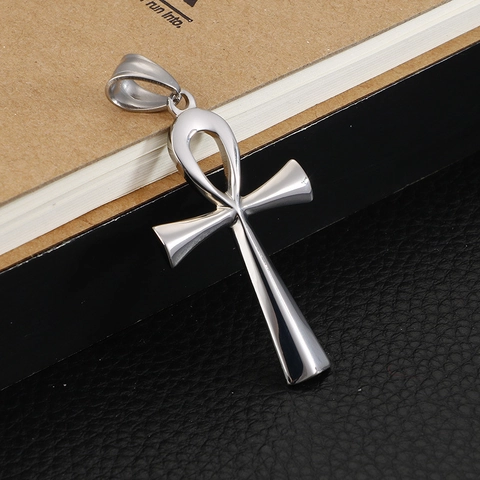 Colgante De Cruz Ankh Egipcia Acero Inoxidable Pulido Símbolo De Vida Religioso Amuleto Talismán Joyería Collar Accesorio