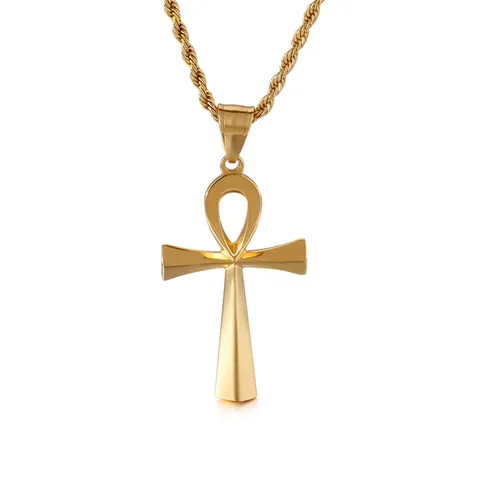 Colgante De Cruz Ankh Egipcia Acero Inoxidable Pulido Símbolo De Vida Religioso Amuleto Talismán Joyería Collar Accesorio