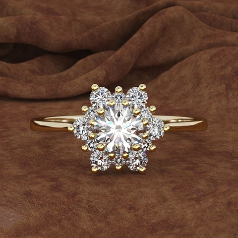 Bague Flocon De Neige Cuivre Zircone Cubique Fleur Cluster Bijoux Pour Femmes Élégant Cadeau Tendance Pierre Taille Ronde