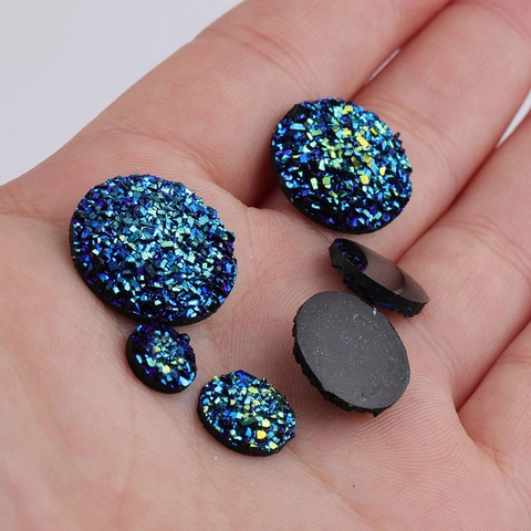 Cabochon Rotondi In Resina Scintillante Con Retro Piatto Trama A Grappolo Di Cristalli DIY Gioielleria Iridescent Starry Style