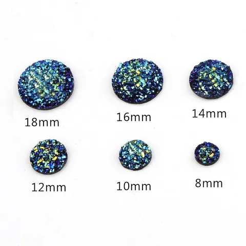 Cabochon Rotondi In Resina Scintillante Con Retro Piatto Trama A Grappolo Di Cristalli DIY Gioielleria Iridescent Starry Style