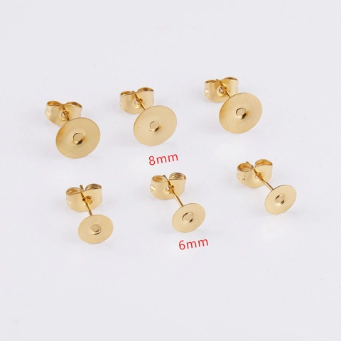 Orecchini A Perno In Acciaio Inossidabile Placcato Oro Con Base Piatta E Chiusure A Farfalla Accessori Per Gioielli DIY