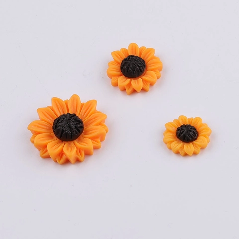 Sonnenblume Harz Blume DIY Zubehör Für Schmuckherstellung Und Haardekor Flatback Orange Gelb Floral