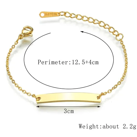 Minimalistische Kinder Armband Edelstahl Polierte Gebogene Bar Verstellbare Kette Schmuck Geschenk