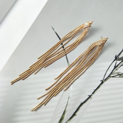 Boucles D'oreilles Pendantes Longues Gland Alliage Chaîne Métallique Géométrique Élégant Style Coréen Pour Femmes Bijoux De Fête