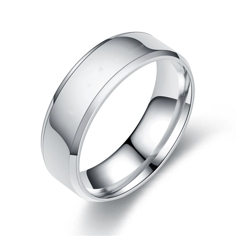 Minimalist Stainless Steel Polished Band Ring For Unisex Beveled Edge Geometric Shiny Polished Plain Matching Promise Ring Everyday Comfort Fit Jewelry