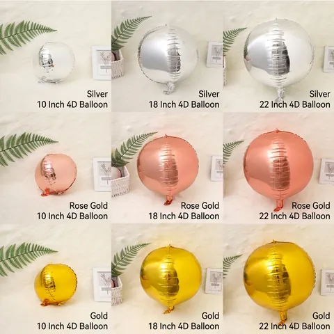 4D Aluminum Foil Balloons Metallic Sphere Mirror Surface For Party Birthday Wedding Celebration Decorative