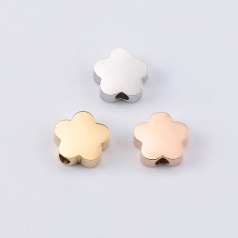 Stainless Steel Flower Beads For DIY Jewelry Making Accessories Polished Small Hole Metal Beads Floral Style