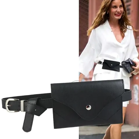 Borsa Da Cintura Donna Pelle PU Cinturino Regolabile Con Borchie Pochette Rimovibile Accessorio Semplice Elegante
