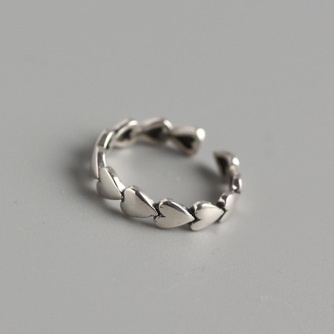 Anello Cuore Vintage Argento Sterling 925 Design Aperto Regolabile Gioielli Romantici Eleganti Minimalisti Per Donne