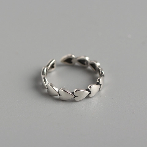 Anello Cuore Vintage Argento Sterling 925 Design Aperto Regolabile Gioielli Romantici Eleganti Minimalisti Per Donne
