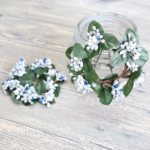Artificial Candle Ring Wreath Satin Leaves Stone Powder Berries Christmas Home Table Decoration Nordic Style Simulation