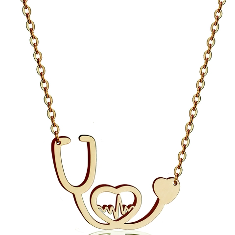 Collana Pendente Stetoscopio Battito Cardiaco Acciaio Inossidabile Gioielli Tema Medico Per Donne Infermiera Medico Regalo