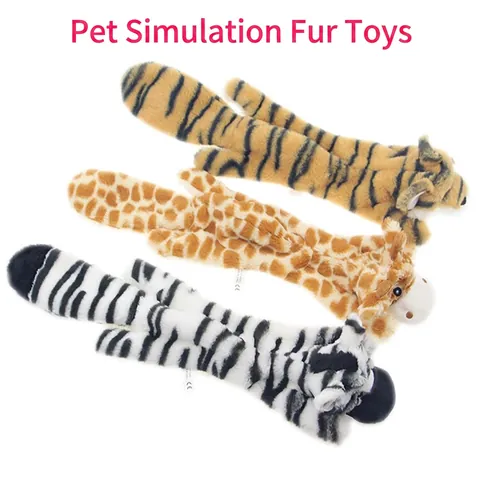 Squeaky Dog Toy Unstuffed Plush Animal Skin Interactive Chew Squeak Toys Realistic Pattern Soft Polyester For Pets