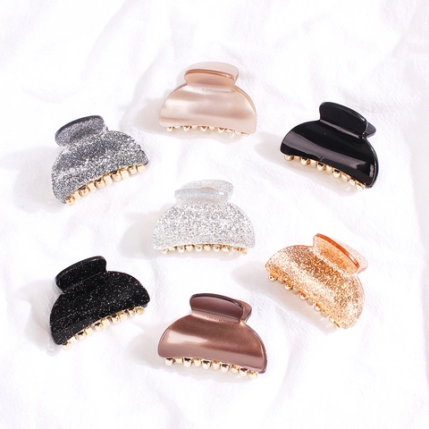 Pinzas Para El Cabello Acrílico Brillo Brillante Patrón De Mármol Horquillas Dientes De Metal Accesorios Elegantes Mujer